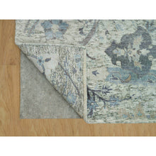 Load image into Gallery viewer, 8&#39;x8&#39; Delicate White, Sickle Leaf Hand Knotted Soft Pile Design, Silk With Textured Wool, Square Oriental Rug FWR541356