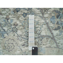 Load image into Gallery viewer, 8&#39;x8&#39; Delicate White, Sickle Leaf Hand Knotted Soft Pile Design, Silk With Textured Wool, Square Oriental Rug FWR541356