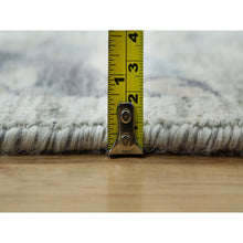 Load image into Gallery viewer, 8&#39;x8&#39; Delicate White, Sickle Leaf Hand Knotted Soft Pile Design, Silk With Textured Wool, Square Oriental Rug FWR541356