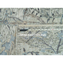 Load image into Gallery viewer, 8&#39;x8&#39; Delicate White, Sickle Leaf Hand Knotted Soft Pile Design, Silk With Textured Wool, Square Oriental Rug FWR541356