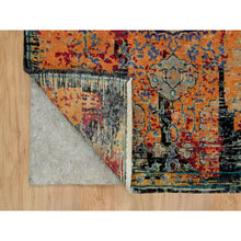 Load image into Gallery viewer, 3&#39;2&quot;x5&#39;1&quot; Coral Rose Red with Asphalt Black, Hand Knotted, Ancient Ghazni Wool Ottoman Erased Design, Oriental Rug FWR541368