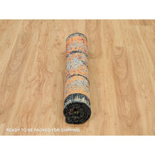 Load image into Gallery viewer, 3&#39;2&quot;x5&#39;1&quot; Coral Rose Red With Asphalt Black, Hand Knotted, Ancient Ghazni Wool Ottoman Erased Design, Oriental Rug FWR541368