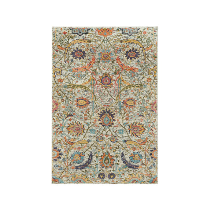 3'x5' Manchester Tan, Hand Knotted Sickle Leaf Design, Silk With Textured Wool, Soft Pile Oriental Rug FWR541386