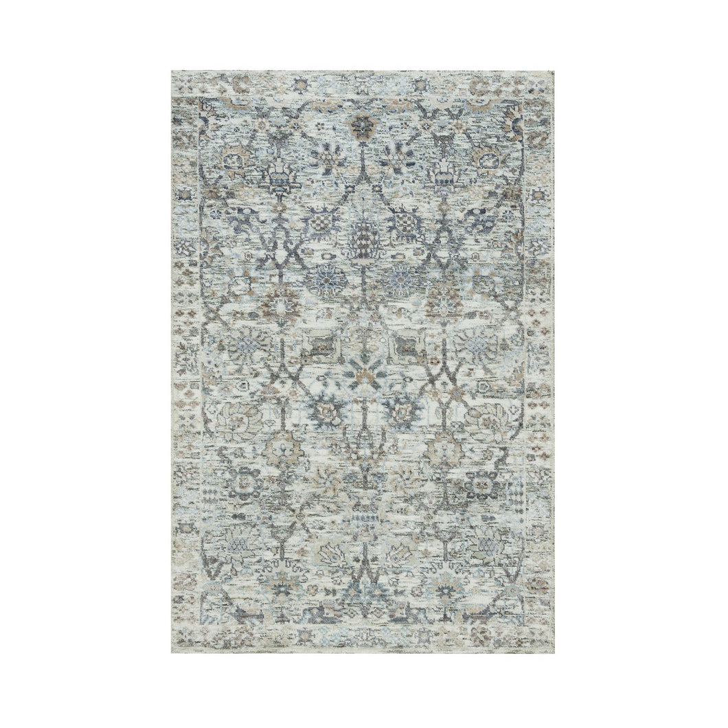 3'x5' Gardenia Ivory, Silk With Textured Wool Hand Knotted, Tabriz Vase With Pomegranate Design, Oriental Rug FWR541392