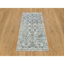 Load image into Gallery viewer, 3&#39;x5&#39; Gardenia Ivory, Silk With Textured Wool Hand Knotted, Tabriz Vase With Pomegranate Design, Oriental Rug FWR541392
