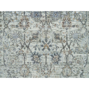 3'x5' Gardenia Ivory, Silk With Textured Wool Hand Knotted, Tabriz Vase With Pomegranate Design, Oriental Rug FWR541392