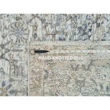 Load image into Gallery viewer, 3&#39;x5&#39; Gardenia Ivory, Silk With Textured Wool Hand Knotted, Tabriz Vase With Pomegranate Design, Oriental Rug FWR541392