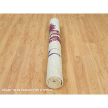 Load image into Gallery viewer, 6&#39;1&quot;x9&#39; Sandstone Ivory, Hand Knotted Modern Abstract Motifs Painter&#39;s Brush Strokes, Wool And Sari Silk, Oriental Rug FWR541404