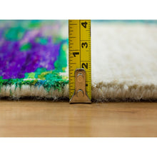 Load image into Gallery viewer, 6&#39;1&quot;x9&#39; Sandstone Ivory, Hand Knotted Modern Abstract Motifs Painter&#39;s Brush Strokes, Wool And Sari Silk, Oriental Rug FWR541404