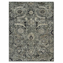 Load image into Gallery viewer, 8&#39;10&quot;x11&#39;10&quot; Roasted Cashew Brown, Wool and Silk Sickle Leaf Design with Accents of Black, Oriental Rug FWR541410