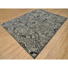 Load image into Gallery viewer, 8&#39;10&quot;x11&#39;10&quot; Roasted Cashew Brown, Wool and Silk Sickle Leaf Design with Accents of Black, Oriental Rug FWR541410