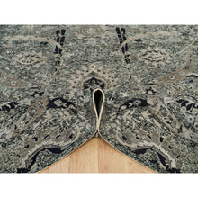 Load image into Gallery viewer, 8&#39;10&quot;x11&#39;10&quot; Roasted Cashew Brown, Wool and Silk Sickle Leaf Design with Accents of Black, Oriental Rug FWR541410
