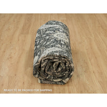 Load image into Gallery viewer, 8&#39;10&quot;x11&#39;10&quot; Roasted Cashew Brown, Wool and Silk Sickle Leaf Design with Accents of Black, Oriental Rug FWR541410