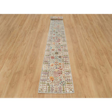 Load image into Gallery viewer, 2&#39;6&quot;x25&#39;10&quot; Gardenia Beige, Hand Knotted Directional Vase Design Silk With Textured Wool Xl Runner Oriental Rug FWR541422