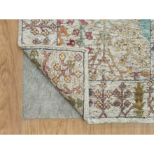 Load image into Gallery viewer, 2&#39;6&quot;x25&#39;10&quot; Gardenia Beige, Hand Knotted Directional Vase Design Silk With Textured Wool Xl Runner Oriental Rug FWR541422