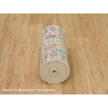 Load image into Gallery viewer, 2&#39;6&quot;x25&#39;10&quot; Gardenia Beige, Hand Knotted Directional Vase Design Silk With Textured Wool Xl Runner Oriental Rug FWR541422