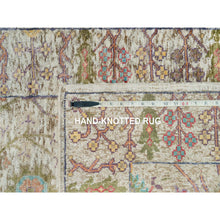 Load image into Gallery viewer, 2&#39;6&quot;x25&#39;10&quot; Gardenia Beige, Hand Knotted Directional Vase Design Silk With Textured Wool Xl Runner Oriental Rug FWR541422