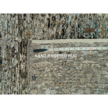 Load image into Gallery viewer, 2&#39;8&quot;x23&#39;10&quot; Cobblestone Gray, Hand Knotted Transitional Persian Influence Erased Medallion Design, Silk With Textured Wool, Oriental Xl Runner Rug FWR541434