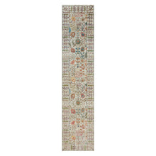 Load image into Gallery viewer, 2&#39;6&quot;x12&#39;2&quot; Cosmic Latte Beige, Textured Wool With Silk, Hand Knotted Directional Vase Design, Runner Oriental Rug FWR541440