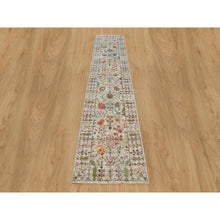 Load image into Gallery viewer, 2&#39;6&quot;x12&#39;2&quot; Cosmic Latte Beige, Textured Wool With Silk, Hand Knotted Directional Vase Design, Runner Oriental Rug FWR541440