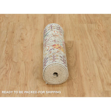 Load image into Gallery viewer, 2&#39;6&quot;x12&#39;2&quot; Cosmic Latte Beige, Textured Wool With Silk, Hand Knotted Directional Vase Design, Runner Oriental Rug FWR541440