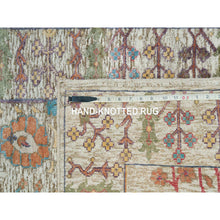 Load image into Gallery viewer, 2&#39;6&quot;x12&#39;2&quot; Cosmic Latte Beige, Textured Wool With Silk, Hand Knotted Directional Vase Design, Runner Oriental Rug FWR541440