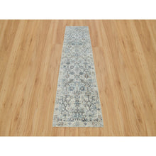 Load image into Gallery viewer, 2&#39;6&quot;x9&#39;10&quot; Jet Stream Ivory, Hand Knotted, Tabriz Vase With Textured Wool With Silk Pomegranate Design, Oriental Runner Rug FWR541458