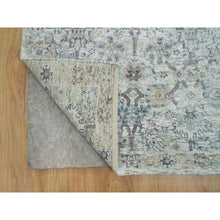 Load image into Gallery viewer, 2&#39;6&quot;x9&#39;10&quot; Jet Stream Ivory, Hand Knotted, Tabriz Vase With Textured Wool With Silk Pomegranate Design, Oriental Runner Rug FWR541458