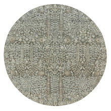 Load image into Gallery viewer, 8&#39;x8&#39; Shades On Gray, Willow And Cypress Tree Design Silk With Textured Wool Hand-Knotted Round Oriental Rug FWR541476