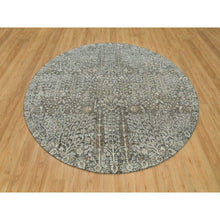 Load image into Gallery viewer, 8&#39;x8&#39; Shades On Gray, Willow And Cypress Tree Design Silk With Textured Wool Hand-knotted Round Oriental Rug FWR541476