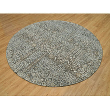 Load image into Gallery viewer, 8&#39;x8&#39; Shades On Gray, Willow And Cypress Tree Design Silk With Textured Wool Hand-Knotted Round Oriental Rug FWR541476