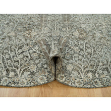 Load image into Gallery viewer, 8&#39;x8&#39; Shades On Gray, Willow And Cypress Tree Design Silk With Textured Wool Hand-Knotted Round Oriental Rug FWR541476