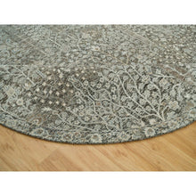 Load image into Gallery viewer, 8&#39;x8&#39; Shades On Gray, Willow And Cypress Tree Design Silk With Textured Wool Hand-Knotted Round Oriental Rug FWR541476