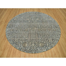 Load image into Gallery viewer, 10&#39;x10&#39; Falcon Gray, Silk With Textured Wool Hand Knotted Willow and Cypress Tree Design, Oriental Round Rug FWR541482