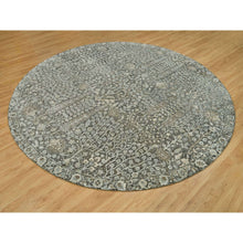 Load image into Gallery viewer, 10&#39;x10&#39; Falcon Gray, Silk With Textured Wool Hand Knotted Willow and Cypress Tree Design, Oriental Round Rug FWR541482