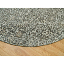 Load image into Gallery viewer, 10&#39;x10&#39; Falcon Gray, Silk With Textured Wool Hand Knotted Willow And Cypress Tree Design, Oriental Round Rug FWR541482