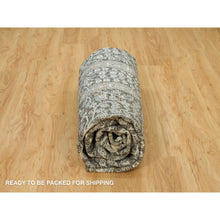 Load image into Gallery viewer, 10&#39;x10&#39; Falcon Gray, Silk With Textured Wool Hand Knotted Willow and Cypress Tree Design, Oriental Round Rug FWR541482