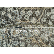 Load image into Gallery viewer, 10&#39;x10&#39; Falcon Gray, Silk With Textured Wool Hand Knotted Willow And Cypress Tree Design, Oriental Round Rug FWR541482