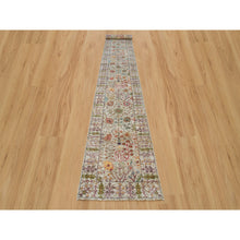 Load image into Gallery viewer, 2&#39;8&quot;x19&#39;10&quot; Pristine Beige, Hand Knotted Silk With Textured Wool, Directional Vase All Over Design, XL Runner Oriental Rug FWR541488