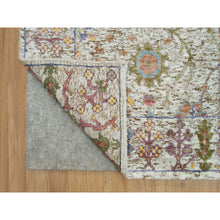 Load image into Gallery viewer, 2&#39;8&quot;x19&#39;10&quot; Pristine Beige, Hand Knotted Silk With Textured Wool, Directional Vase All Over Design, XL Runner Oriental Rug FWR541488