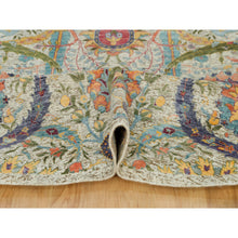 Load image into Gallery viewer, 10&#39;x10&#39; Birch Tan, Hand Knotted, Silk and Textured Wool, Sickle Leaf Design, Oriental Round Rug FWR541500