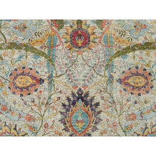 Load image into Gallery viewer, 10&#39;x10&#39; Birch Tan, Hand Knotted, Silk and Textured Wool, Sickle Leaf Design, Oriental Round Rug FWR541500
