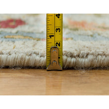 Load image into Gallery viewer, 10&#39;x10&#39; Birch Tan, Hand Knotted, Silk and Textured Wool, Sickle Leaf Design, Oriental Round Rug FWR541500
