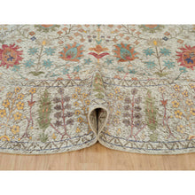 Load image into Gallery viewer, 10&#39;x10&#39; Candlelit Beige, Hand Knotted Silk With Textured Wool, Directional Vase Design, Round Oriental Rug FWR541506