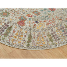 Load image into Gallery viewer, 10&#39;x10&#39; Candlelit Beige, Hand Knotted Silk With Textured Wool, Directional Vase Design, Round Oriental Rug FWR541506