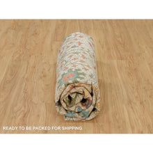 Load image into Gallery viewer, 10&#39;x10&#39; Candlelit Beige, Hand Knotted Silk With Textured Wool, Directional Vase Design, Round Oriental Rug FWR541506
