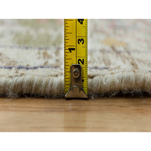 10'x10' Candlelit Beige, Hand Knotted Silk With Textured Wool, Directional Vase Design, Round Oriental Rug FWR541506