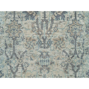 2'x3'1" Bright White, Tabriz Vase And Hand Knotted Pomegranate Design, Textured Wool With Silk, Mat Oriental Rug FWR541518