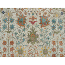 Load image into Gallery viewer, 12&#39;x12&#39; Linen Beige, Textured Wool and Silk, Directional Vase Design, Hand Knotted, Oriental Round Rug FWR541530