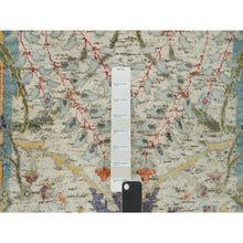 Load image into Gallery viewer, 6&#39;x6&#39; Canvas Tan, Silk with Textured Wool, Sickle Hand Knotted Leaf Design, Oriental Round Rug FWR541536